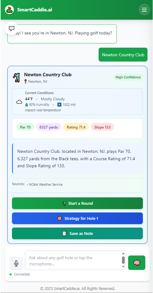 SmartCaddie Course Brief Example