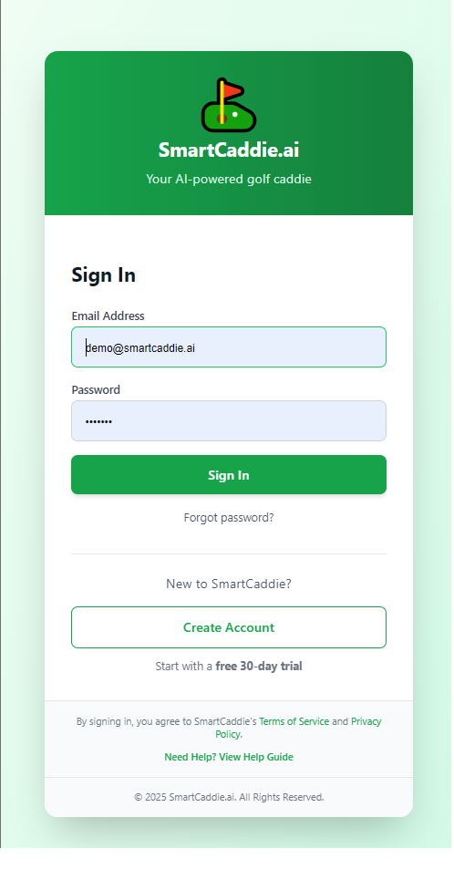SmartCaddie Login